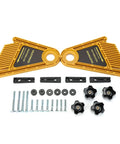 Heavy Duty Double Feather Board For Router Table Saws featuring two yellow clamps and accessories for smooth routing.