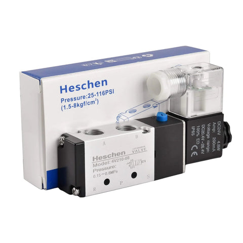 Beefy Electrical Pneumatic Solenoid Valve 5 Way 2 Position Internally Piloted 24VDC 4.8W Port Size Quarter Inch industrial use