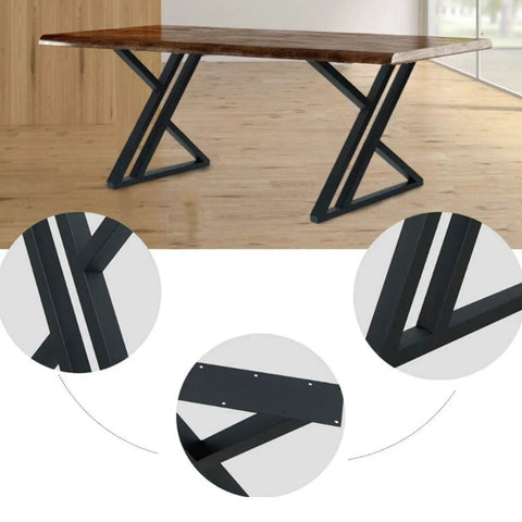 Heavy Duty 28 Inch Metal Table Legs Set For DIY Furniture with pre-drilled brackets supporting wooden tabletop