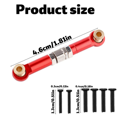 2Pc Beefed Up Metal Steering Linkage Set For 1 To 14 Scale RC Cars Rock Solid Tie Rod And Pull Rod Arm Replacement For MJX Hyper Go H14BM 14209 14210 Red Aluminum Steering Linkage Accessories, 4.6cm link