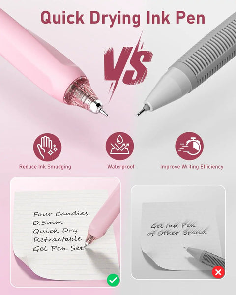 Quick Drying Cute Pink Ink Pens And Highlighters Set For School And Office comparison with other brands, highlighting features