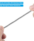 Close-up of 8 Inch Stainless Steel Safety Cable Wire Set 6 Pack Heavy Duty Stage Lighting Rope being held to show flexibility and durability.