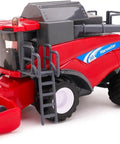 1:32 Scale Friction Powered Red Combine Harvester Farm Toy With Realistic Reel, Rotating Header, Removable Ladder, 25cm Long