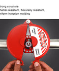 Heavy Duty Valve Lockout Safety Padlock For Home Gas And Water Meters With Adjustable Handwheel Fit closed around a pipe.