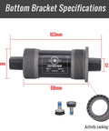 Durable Square Taper Bicycle Bottom Bracket 68mm Shell Fits 103mm With BB UN26 And Steel Bearings Image with Measurements