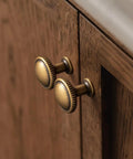 Top Shelf Antique Brass Cabinet Knobs Six Pack Round Single Hole Kitchen Furniture Hardware Easy DIY Install Vintage Inspired Aged Brass Finish Heavy Duty on wooden cabinet doors