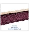 Straight Up Heavy Duty 18 Inch Floor Brush Head Featuring A Rock Solid Hardwood Block And Tough Maroon Polypropylene Bristles For Serious Industrial Sweeping Duties Handles Sold Separately close-up of maroon polypropylene bristles