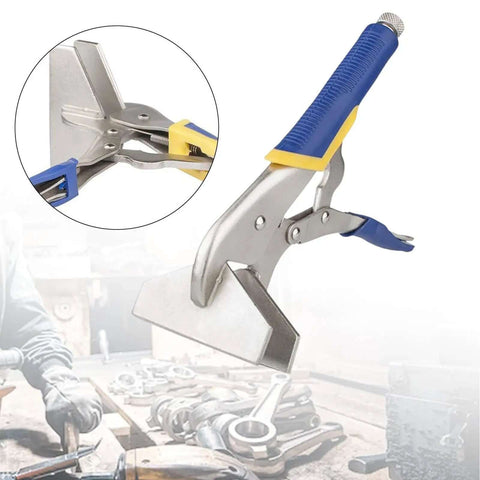 Sheet Metal Hand Seamer For Flattening And Seaming Durable Steel Multiuse Duckbill Clamp With Comfortable Grip shown on workbench