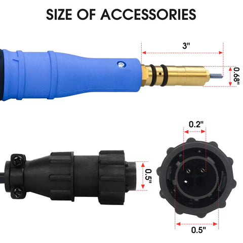 Top Notch Zinger MIG Welding Gun Torch Stinger Direct Swap For Miller M25 Millermatic 200 210 212 250 250X Models 3 inch blue handle details