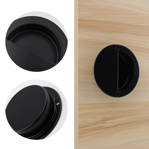 Round Hidden Concealed Door Pulls Flush Pocket Door Handles In Stainless Steel Matte Black 50mm Diameter Ideal For Modern Bedroom Doors Drawers And Wardrobes Set Of 4 Easy Install Durable Hardware