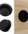Round Hidden Concealed Door Pulls Flush Pocket Door Handles Stainless Steel Hardware Dope Matte Black 90 mm Installed