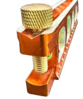 Close-up of Savage Magnetic Billet Torpedo Level With Brass Pipe Clamp, 6 Inch Precision Tool For Framing And Rough Ins