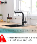 Modern Bar Sink Faucet With Pull Out Sprayer, Single Handle, Matte Black Kitchen Faucet With Joystick Control, Hot And Cold Water, Fits Standard 1.8 Inch Hole, Ideal For Bar Or Prep Sink And Small Kitchens.
