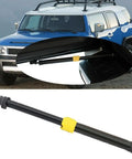 Beefed Up Rear Liftgate Strut Support For Toyota FJ Cruiser 2007 To 2014, black steel damper and lifted trunk view.