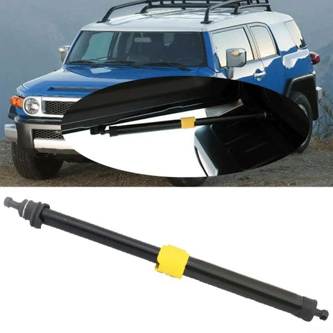 Beefed Up Rear Liftgate Strut Support For Toyota FJ Cruiser 2007 To 2014, black steel damper and lifted trunk view.