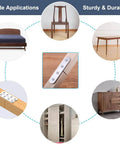 Image showing uses of 8 Pack 4 Inch Stainless Steel Flat Straight Mending Plates Heavy Duty Repair Brackets With 4 Countersunk Holes And Screws on furniture joints.