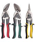 Heavy Duty Tin Snips Set Three Piece Left Right Offset And Straight Cut Metal Shears With Comfort Grips And Safety Latch