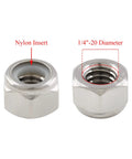 Heavy Duty Nylon Insert Hex Lock Nuts 1/4-20 Thread Stainless Steel 304 18-8 Bright Finish Pack Of 50 For Securement DIY Friendly Fastening On Projects