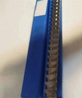 Close-up of a 22mm Square Push Type Broach Cutter For Keyway, HSS High Speed Steel Cutting Tool in blue holder