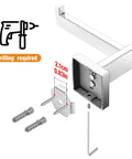 Chrome Toilet Paper Holder Wall Mount Square Silver 304 Stainless Steel Rustproof, Rotate Proof Bracket, Easy Install Parts