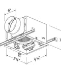 Technical drawing of Quiet Bathroom Exhaust Fan With Brushless DC Motor, Energy Efficient No Fuss Performance, 80/110 CFM Adjustable Speed
