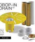 Freestanding Bathtub Drain Kit With Drop-In Style, DIY Ready, Leak-Proof Rough-In System, White PVC And Brass Pipes