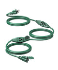 25 Foot Outdoor Extension Cord With Three Evenly Spaced Outlets And Safety Cover For Outdoor String Lights Weatherproof 16 3 Gauge SJTW Wire ETL Listed Easy Plug In Setup For Yard Patio Landscape Lighting And Christmas Decor