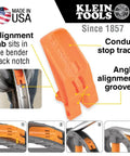 Diagram of Aluminum Conduit Bender Full Assembly For 1/2-Inch EMT With Wide Foot Pedal, highlighting alignment tab and grooves