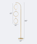 Antique Brass 74 Inch Industrial LED Floor Lamp With Arch Design Three Light Heads Energy Efficient Built In 3 Way Dimmer
