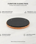 One Round PE Plastic Furniture Sliding Pads Set For Hard Floors Black Glides To Move Chairs And Sofas Easily Prevent Scratches