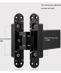 Heavy Duty Invisible Hinge Set Featuring Fast Auto Closing And Precision Hydraulic Buffer For Secret Doors with adjustable features.