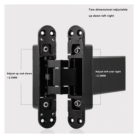 Heavy Duty Invisible Hinge Set Featuring Fast Auto Closing And Precision Hydraulic Buffer For Secret Doors with adjustable features.
