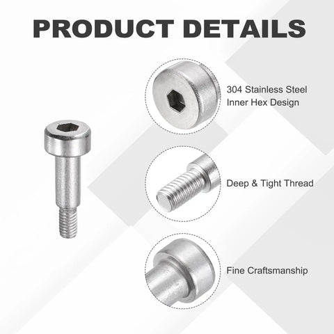 Shop Beef M3x0.5 Metric Shoulder Bolts Forged From Premium 304 Stainless Steel With Deep Hex Socket Drive 4Mm Shaft And 6Mm Length For Heavy Duty Machinery Builds close-up of hex socket shoulder bolt with fine craftsmanship and deep threads.