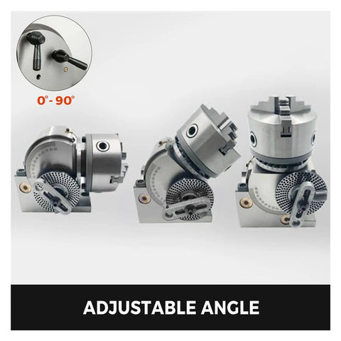 Badass Heavy Duty Dividing Head Indexing Kit With 4 Inch Three Jaw Chuck Mt2 Tailstock For Cnc Milling Grinders 90 Degree Tilt Adjustments showcase adjustable angles.