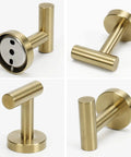 Beefy Heavy Duty Wall Mounted Brushed Gold Stainless Steel Coat Hooks And Towel Hooks Set Four Pack for bathroom and hotel use