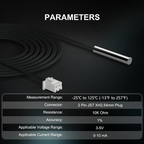 10K NTC Temperature Sensor Probes, 3 Pack, Waterproof Stainless Steel Thermistor Probes With 1 Meter Extension Cable specifications