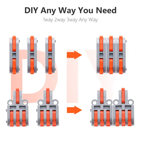 62Pcs Lever Wire Connectors Kit For Quick DIY Splicing 24-12 AWG Easy Open Wrench Style Electrical Connectors Assortment Pack