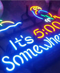 Its Five O Clock Somewhere Neon Sign With Metal Frame Real Glass Neon Light For Bar Pub Garage Room Multi Color Glow