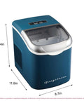 Retro Compact Ice Maker With Bullet Ice, Produces Up To 26 Lbs Per Day, Fast 6 Minute Cube Batches, Stores 2.2 Lbs, Home Bar Countertop Blue