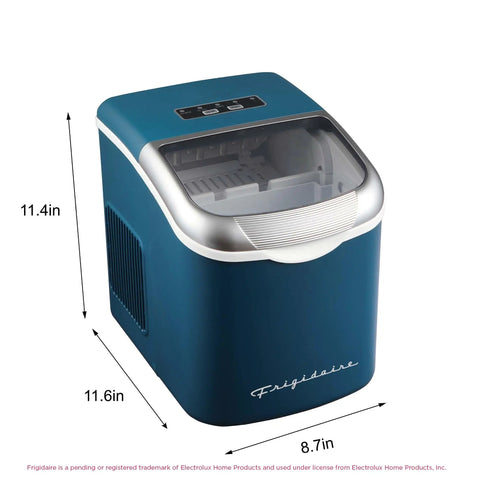 Retro Compact Ice Maker With Bullet Ice, Produces Up To 26 Lbs Per Day, Fast 6 Minute Cube Batches, Stores 2.2 Lbs, Home Bar Countertop Blue