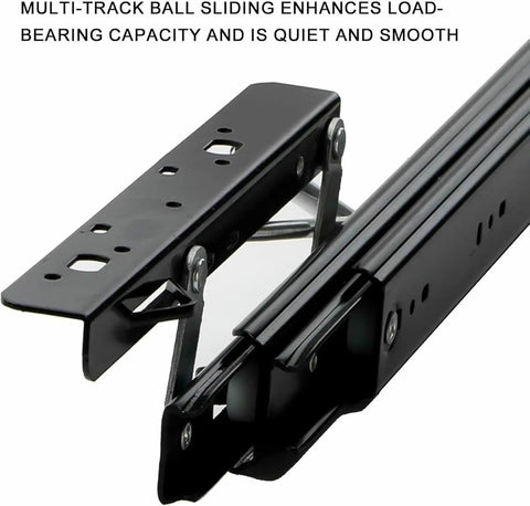 Rock Solid Heavy Duty Dining Table Extension Slides Featuring Smooth Quiet Ball Bearings For Folding Extendable Furniture, close-up of ball track.