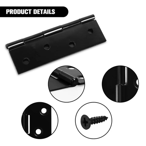 10 Pcs Two Inch Black Stainless Steel Small Door Hinges With Screws Kit For Doors Windows Cabinets Dollhouses Wooden Boxes Toolboxes And Furniture Projects Three Leaf Non Mortised Hinges