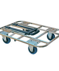 Heavy Duty Flatbed Cart Folding Hand Truck With Stainless Steel Tubing Telescopic Lever Wide Deck Platform 60x40 Size 3 Inch Wheel System Durable Construction For Worksite Or Warehouse Moving Heavy Loads, stainless frame