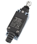 Close-up of Workhorse Industrial Grade Limit Switch with Parallel Roller Plunger, 1NO 1NC, enclosed in rugged housing