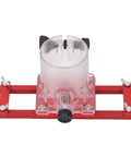 Aluminum Alloy 2 In 1 Palm Router Base For Easy DIY Woodworking Cabinets And Closets Slotting Bracket with red frame and clear cylinder