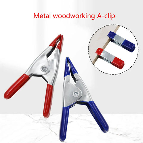 2 Inch Heavy Duty Spring Clamps For Woodworking And Photo Studio Backdrops, Nickel Plated Metal Clips, red and blue handles