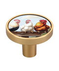 Budget Friendly Dope Gold Rooster Sunflower Cabinet Knob with roosters on branch, acrylic and zinc alloy, scratch-resistant