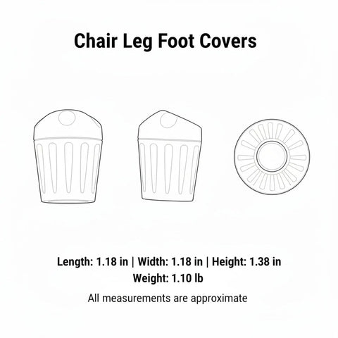 PP Chair Leg Floor Protectors For Round Tubes 0.5 To 0.63 Inch Diameter 4 Pack Furniture Glides dimensions illustration