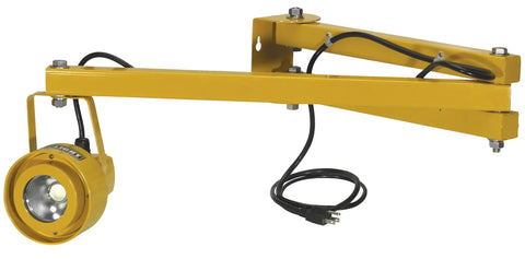 20W LED Dock Light With 40 Inch Folding Arm, 1700 Lumens, IP65 Rated Yellow Job Site Light shown extended horizontally