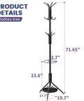 Freestanding Coat Rack With 12 Hooks And Umbrella Holder For Entryway Or Hallway Sturdy Metal Tree Stand In Black